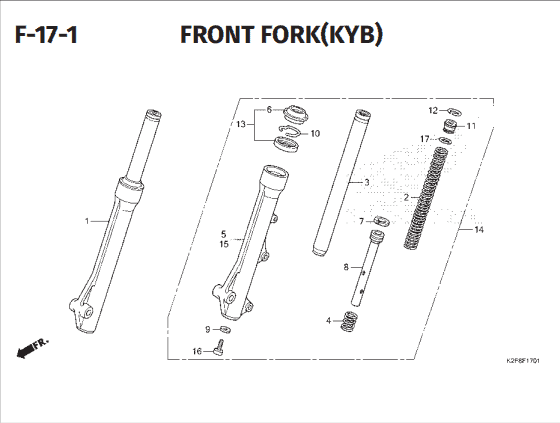 F-17-1 Fron Fork KYB – Katalog Honda Scoopy eSP K2F