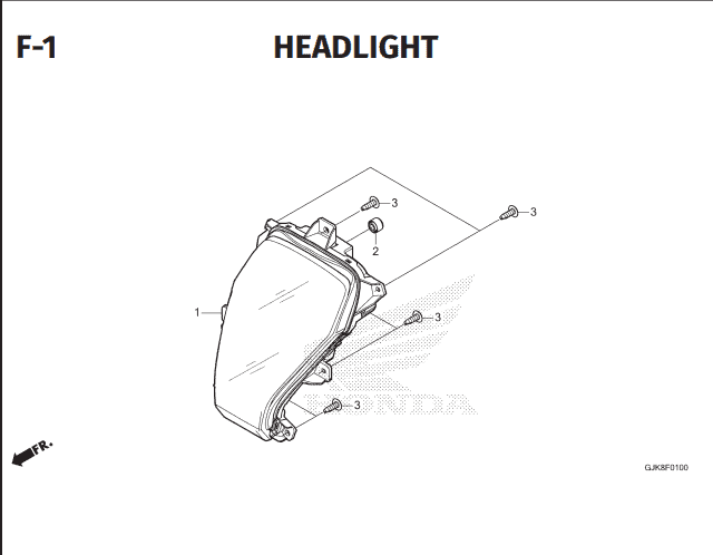 F-1 Headlight – Katalog Suku Cadang Motor Honda EM1