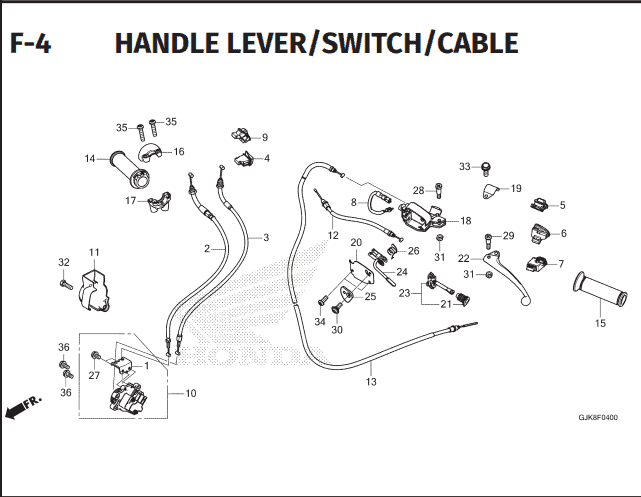 F-4 Handle Lever Switch Cable – Katalog Suku Cadang Motor Honda EM1