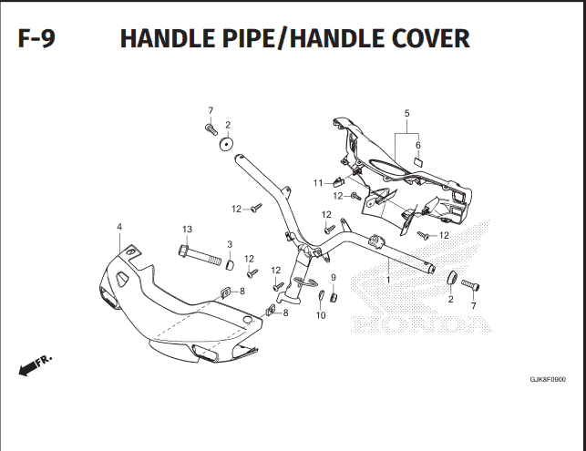 F-9 Handle Pipe Handle Cover – Katalog Suku Cadang Motor Honda EM1