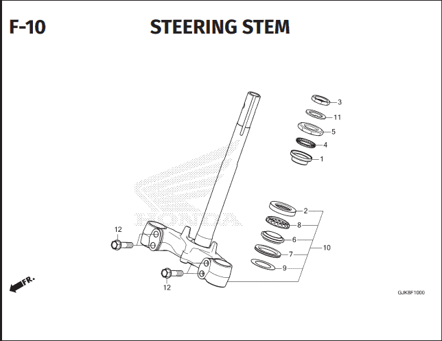 F-10 Steering Stem – Katalog Suku Cadang Motor Honda EM1