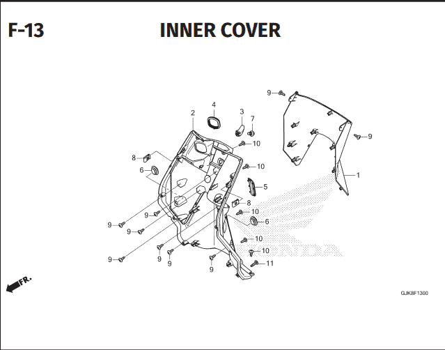 F-13 Inner Cover – Katalog Suku Cadang Motor Honda EM1