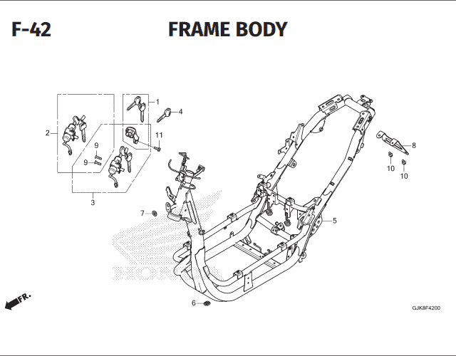 F-42 Frame Body – Katalog Suku Cadang Motor Honda EM1