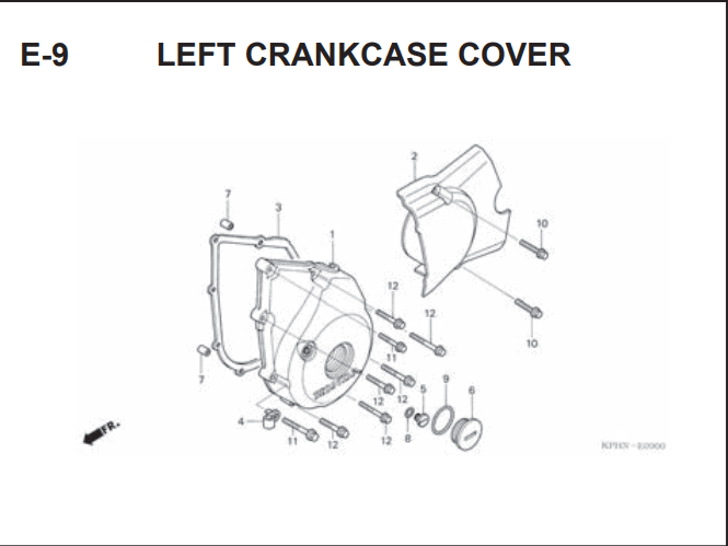 E-9 Left Crankcase Cover – Katalog Suku Cadang Honda Supra X 125 Series