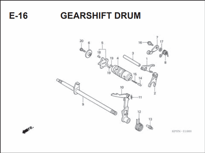 E-16 Gearshift Drum – Katalog Suku Cadang Honda Supra X 125 Series