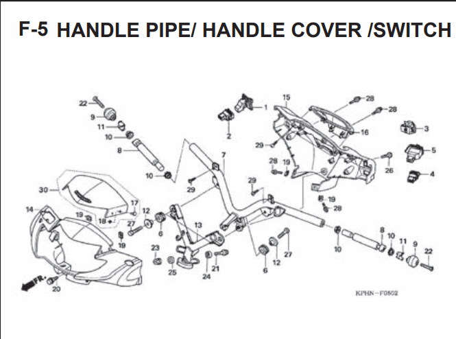 F-5 Handle Pipe Handle Cover Switch – Katalog Suku Cadang Honda Supra X 125 Series