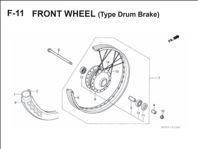 F-11 Front Wheel (Tipe Drum Brake) – Katalog Suku Cadang Honda Supra X 125 Series