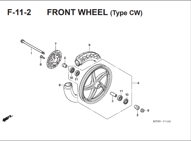 F-11-2 Front Wheel (Tipe Disk Brake) – Katalog Suku Cadang Honda Supra X 125 Series