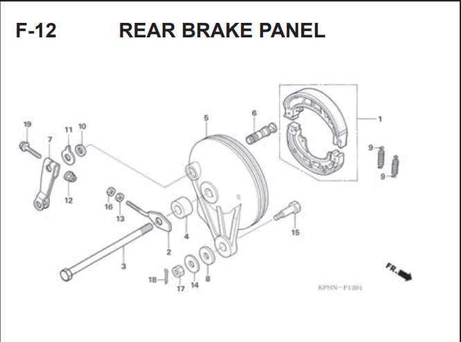 F-12 Rear Brake Panel (Tipe Drum Brake) – Katalog Suku Cadang Honda Supra X 125 Series