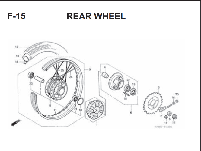 F-15 Rear Wheel (Tipe Spoke – Drum Brake) – Katalog Suku Cadang Honda Supra X 125 Series