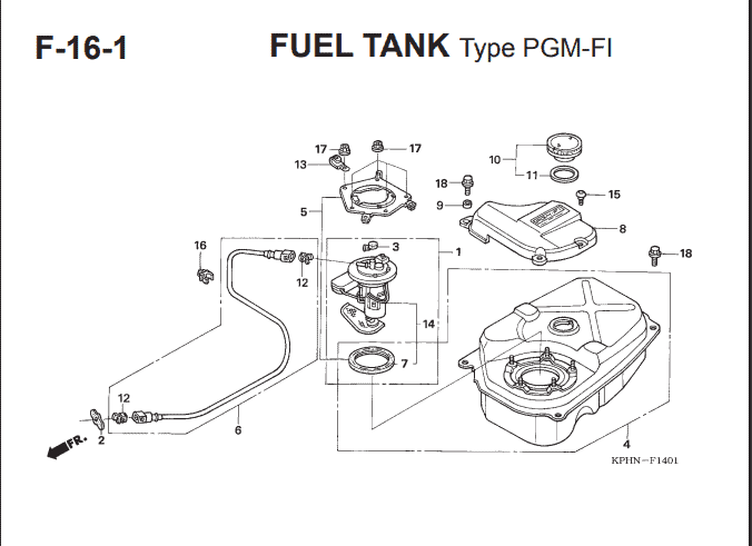 F-16-1 Fuel Tank (Tipe PGM-FI) – Katalog Suku Cadang Honda Supra X 125 Series