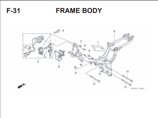 F-31 Frame Body – Katalog Suku Cadang Honda Supra X 125 Series