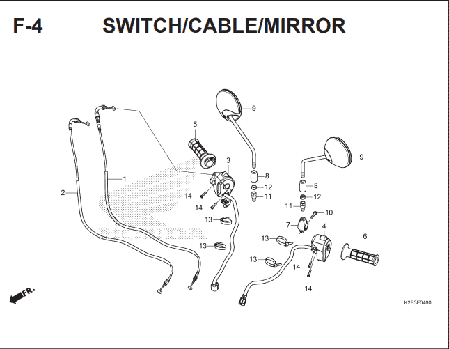 F-4 Switch Cable Mirror – Katalog Suku Cadang Honda CT 125 Hunter Cub