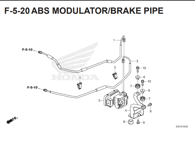 F-5-20 ABS Modulator Brake Pipe- Katalog Suku Cadang Honda CT 125 Hunter Cub