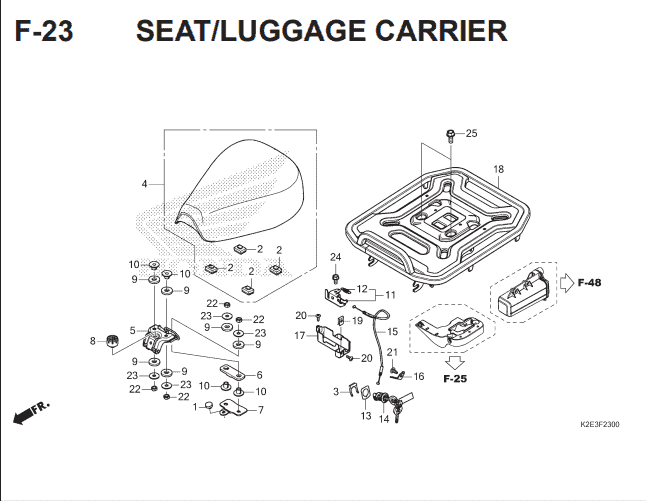 F-23 Seat Luggage Carrier – Katalog Suku Cadang Honda CT 125 Hunter Cub