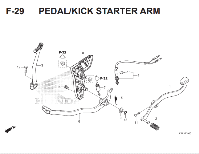 F-29 Pedal Kick Starter Arm – Katalog Suku Cadang Honda CT 125 Hunter Cub