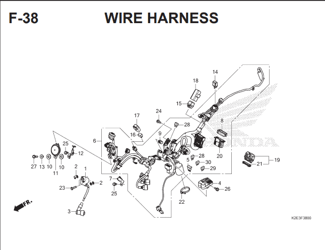 F-38 Wire Harness – Katalog Suku Cadang Honda CT 125 Hunter Cub