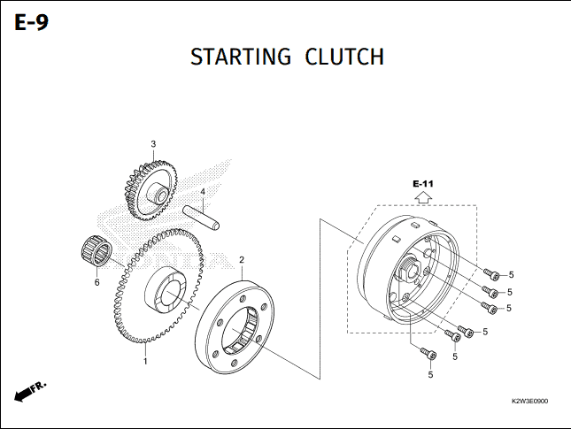 E-9 Starting Clutch – Katalog Suku Cadang Honda ST 125 DAX