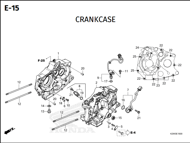 E-15 Crankcase  – Katalog Suku Cadang Honda ST 125 DAX