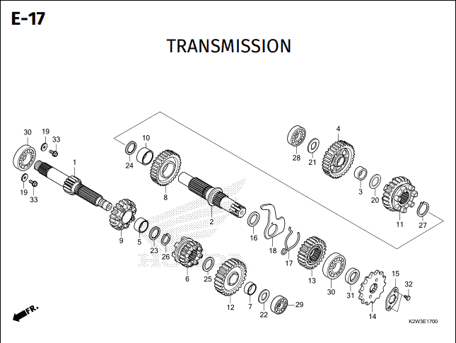 E-17 Transmission – Katalog Suku Cadang Honda ST 125 DAX