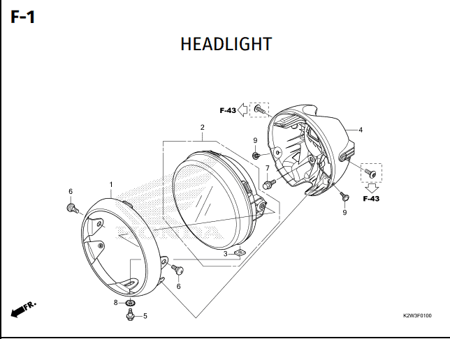 F-1 Headlight – Katalog Suku Cadang Honda ST 125 DAX