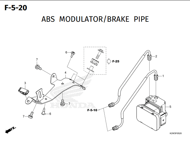 F-5-20 ABS Modulator Brake Pipe – Katalog Suku Cadang Honda ST 125 DAX