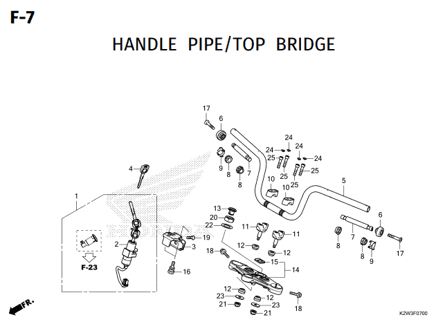 F-7 Handle Pipe Top Bridge – Katalog Suku Cadang Honda ST 125 DAX