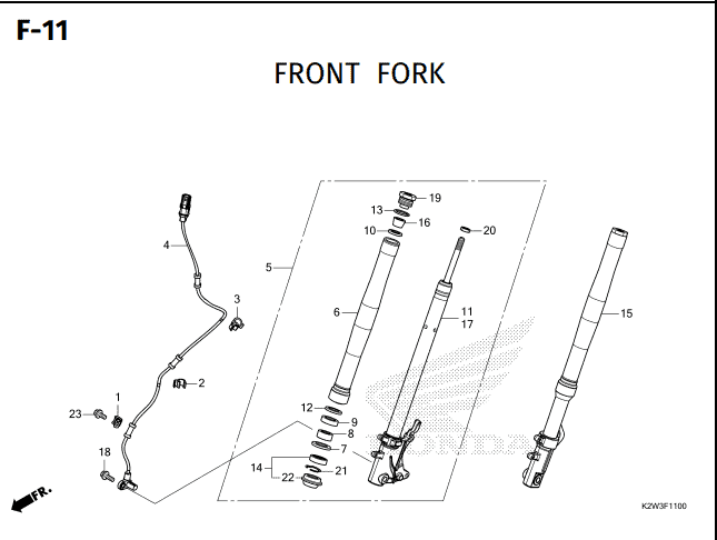 F-11 Front Fork – Katalog Suku Cadang Honda ST 125 DAX