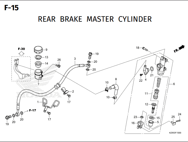 F-15 Rear Brake Master Cylinder – Katalog Suku Cadang Honda ST 125 DAX