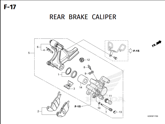 F-17 Rear Brake Caliper – Katalog Suku Cadang Honda ST 125 DAX