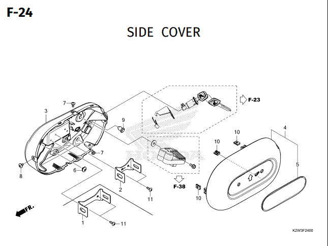 F-24 Side Cover – Katalog Suku Cadang Honda ST 125 DAX