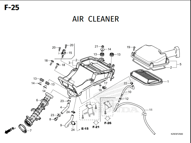 F-25 Air Cleaner – Katalog Suku Cadang Honda ST 125 DAX