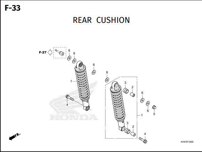 F-33 Rear Cushion – Katalog Suku Cadang Honda ST 125 DAX
