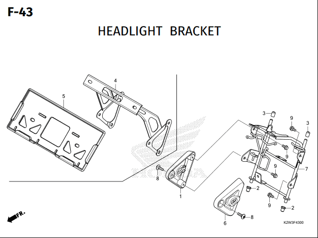 F-43 Headlight Bracket – Katalog Suku Cadang Honda ST 125 DAX