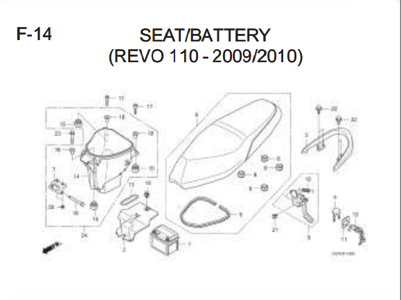 F-14 Seat Battrey – Katalog Honda Revo 110 Carb
