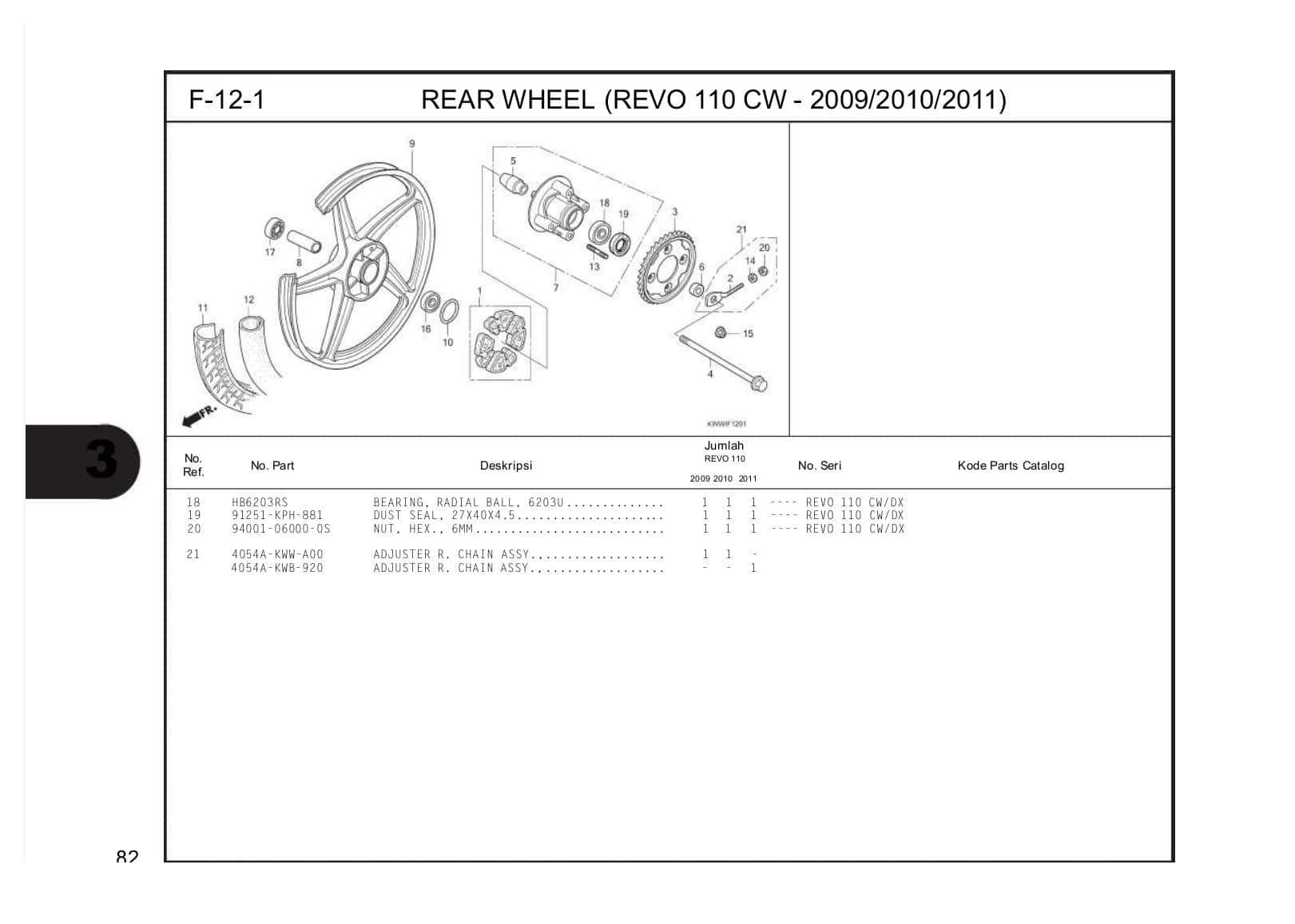 F-12-1 Rear Wheel Cas Wheel - Katalog Honda Revo 110 Carbu - Harga ...