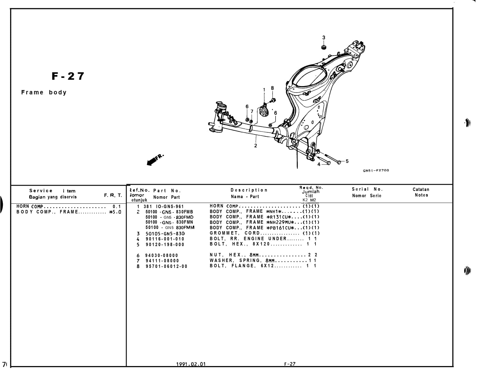 F-27 Frame Body - Katalog Suku Cadang Honda Astrea Grand - Harga Kredit ...