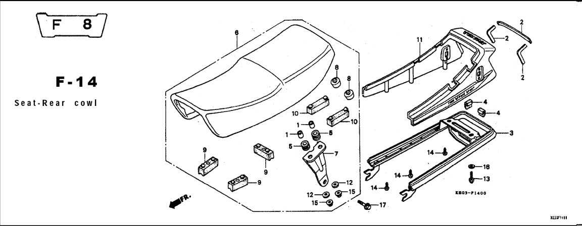 F-14 Seat Rear Cowl – Katalog Suku Cadang Honda GL Pro Max