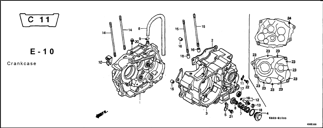 E-10 Crankcase – Katalog Suku Cadang Honda GL Pro Max