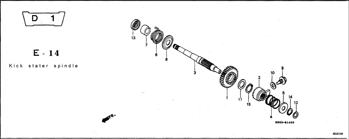 E-14 Kick Starter Spindel – Katalog Suku Cadang Honda GL Pro Max