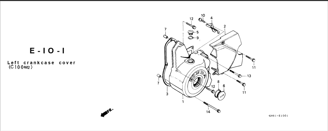 E-10-1 Left Crankcase Cover C100M2 – Katalog Suku Cadang Honda Astrea Grand