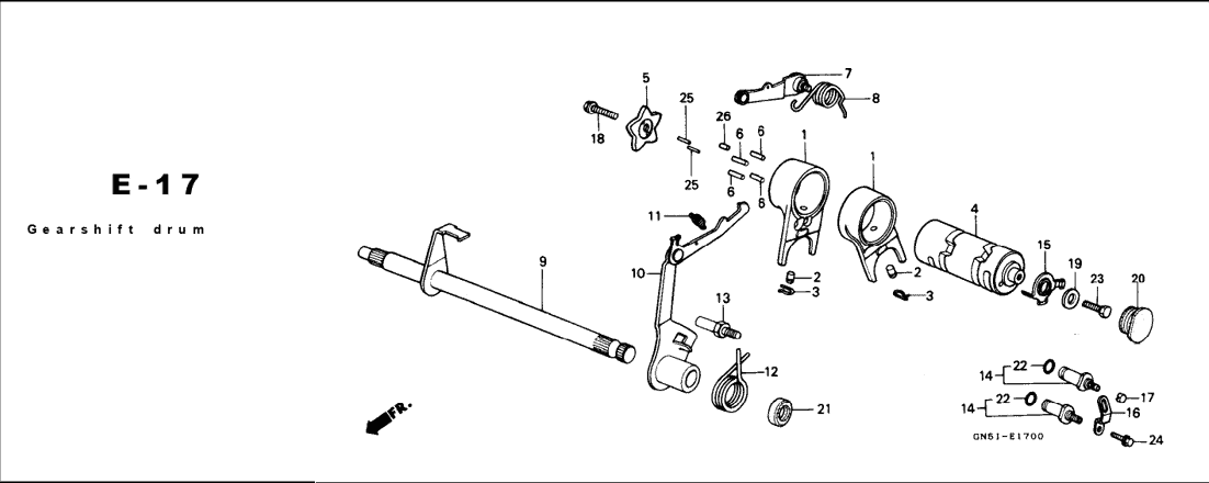 E-17 Gearshift Drum – Katalog Suku Cadang Honda Astrea Grand