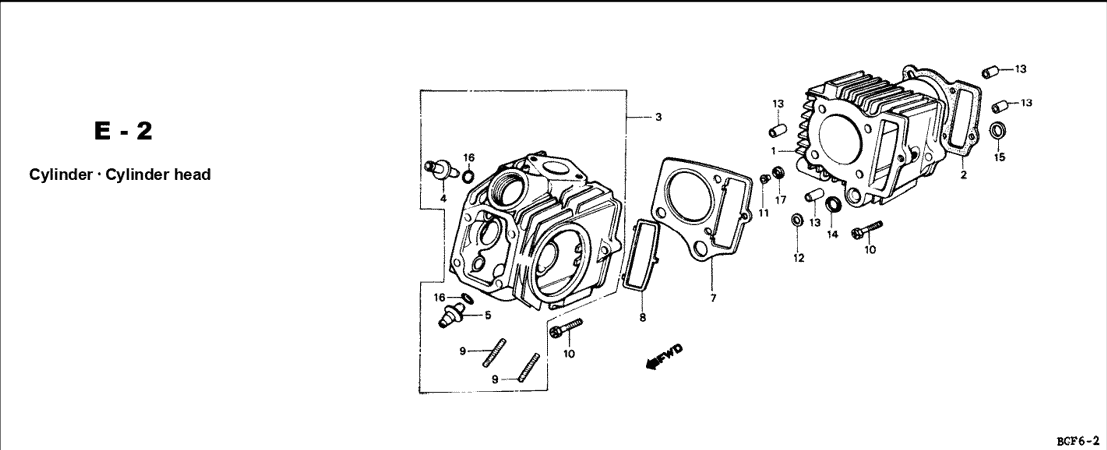 E-2  Cylinder Cylinder Head – Katalog Suku Cadang Honda WIN GF6