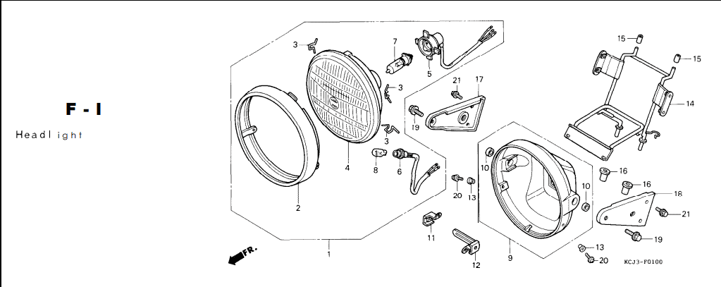 F-1 Headlight – Katalog Suku Cadang Honda Tiger 2000