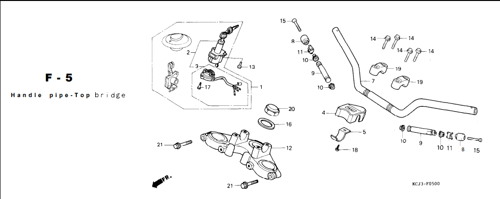 F-5 Handle Pipe Top Bridge – Katalog Suku Cadang Honda Tiger 2000