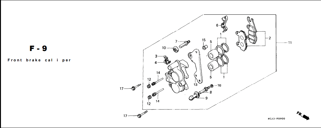 F-9 Front Brake Caliper – Katalog Suku Cadang Honda Tiger 2000