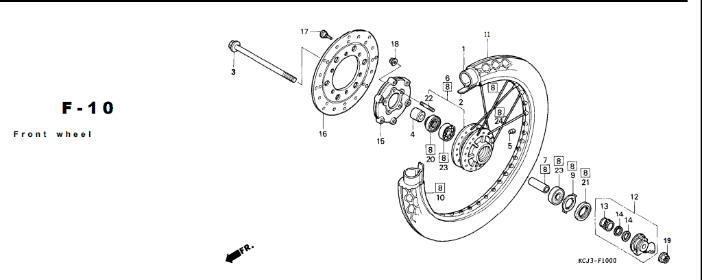 F-10 Front Wheel – Katalog Suku Cadang Honda Tiger 2000