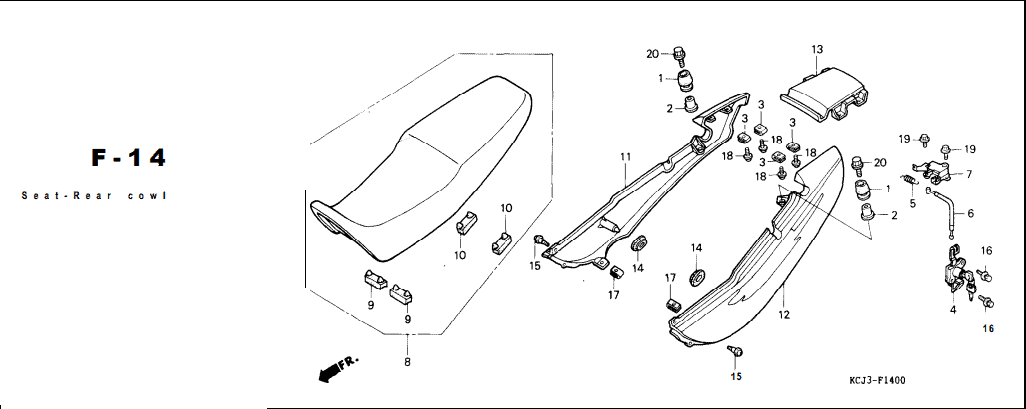 F-14 Seat Rear Cowl – Katalog Suku Cadang Honda Tiger 2000