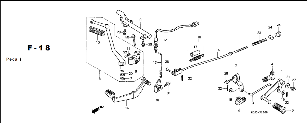 F-18 Pedal – Katalog Suku Cadang Honda Tiger 2000