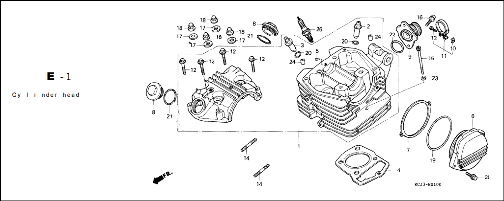 E-1 Cylinder Head – Katalog Suku Cadang Honda Tiger 2000